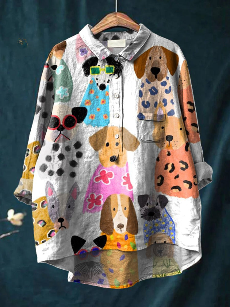 Sandra - Pawsitive Dog Print Shirt