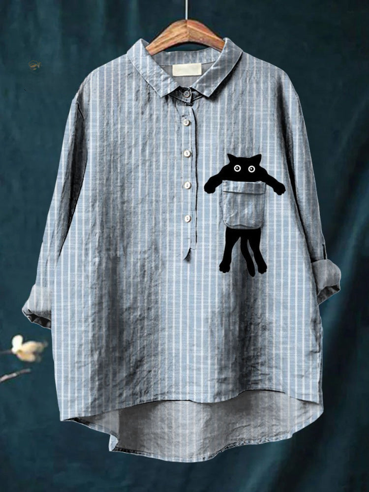 Milo - Cute Cat Pocket Shirt