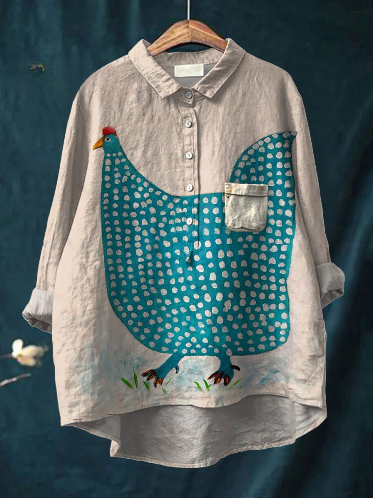 Henrietta - Playful Polka Dot Chicken Shirt