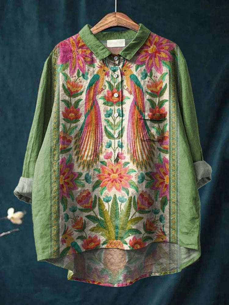 Lina - Vibrant Floral Embroidered Shirt
