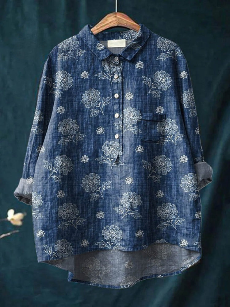 Lina - Vibrant Floral Embroidered Shirt