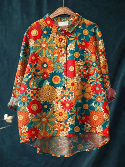 Lina - Vibrant Floral Embroidered Shirt