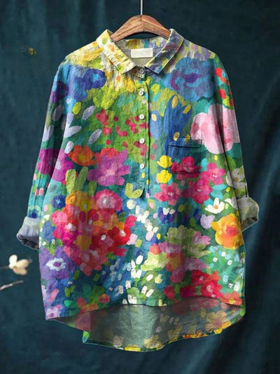 Lina - Vibrant Floral Embroidered Shirt