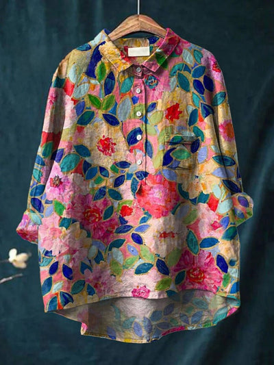Lina - Vibrant Floral Embroidered Shirt