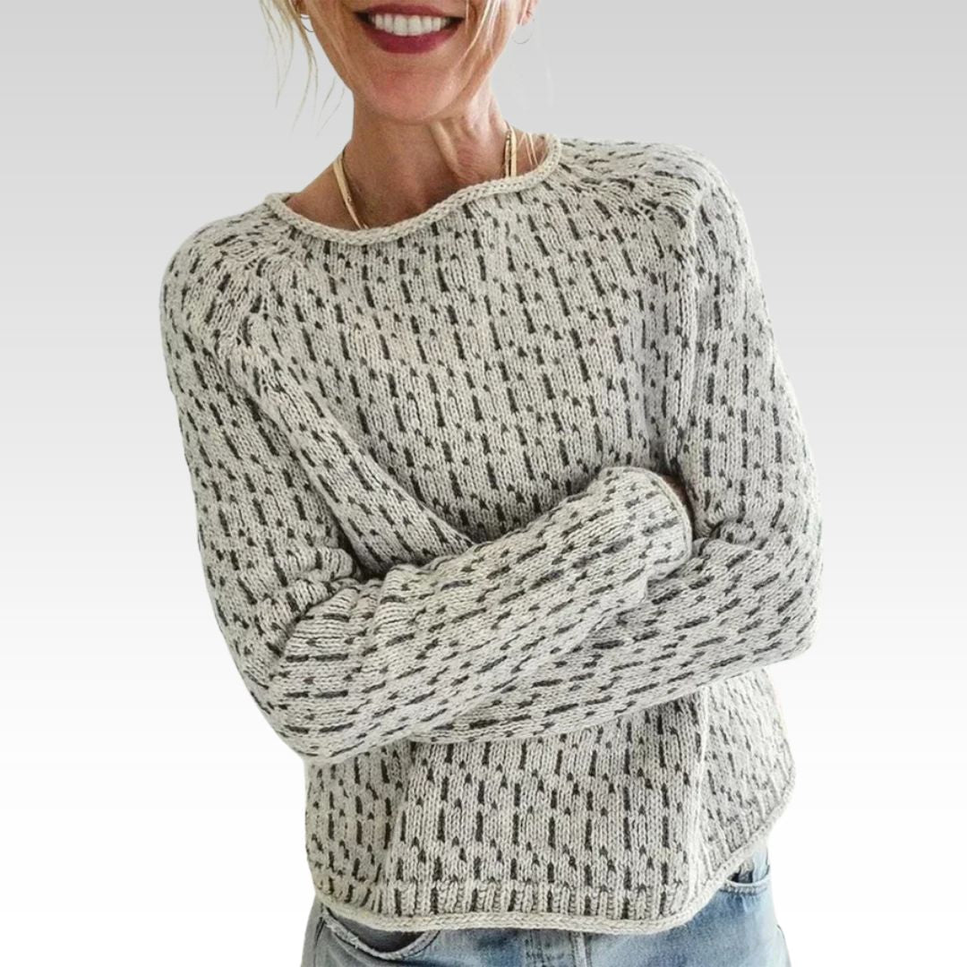 Victoria - Elegant gray sweater with boat neckline