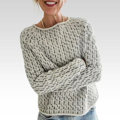 Victoria - Elegant gray sweater with boat neckline