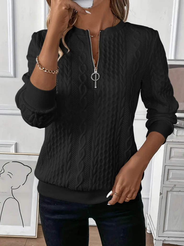 THALIENNE CABLE KNIT ZIP SWEATER