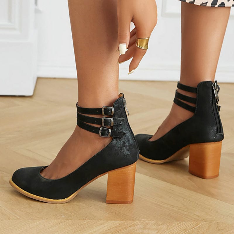 Ariana - Triple Buckle Heels
