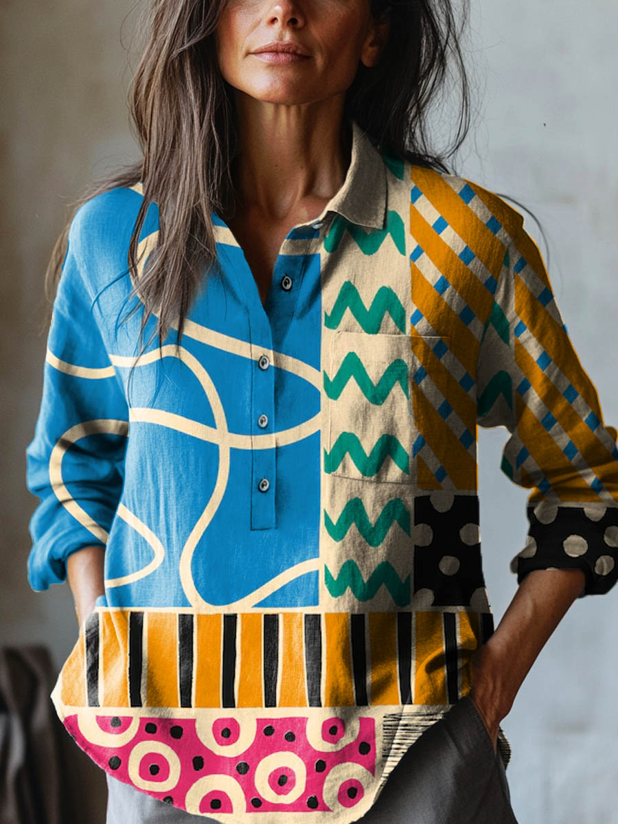 Mira - Colorful Geometric Print Shirt