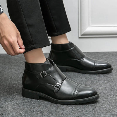 Darell - Double Monk Strap Leather Boots