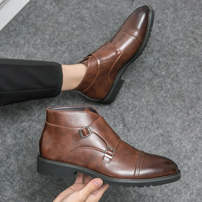 Darell - Double Monk Strap Leather Boots