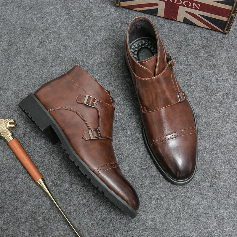 Darell - Double Monk Strap Leather Boots