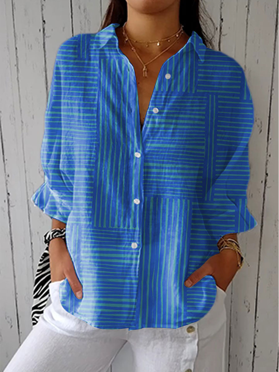 Feline - Azure Stripe Blouse