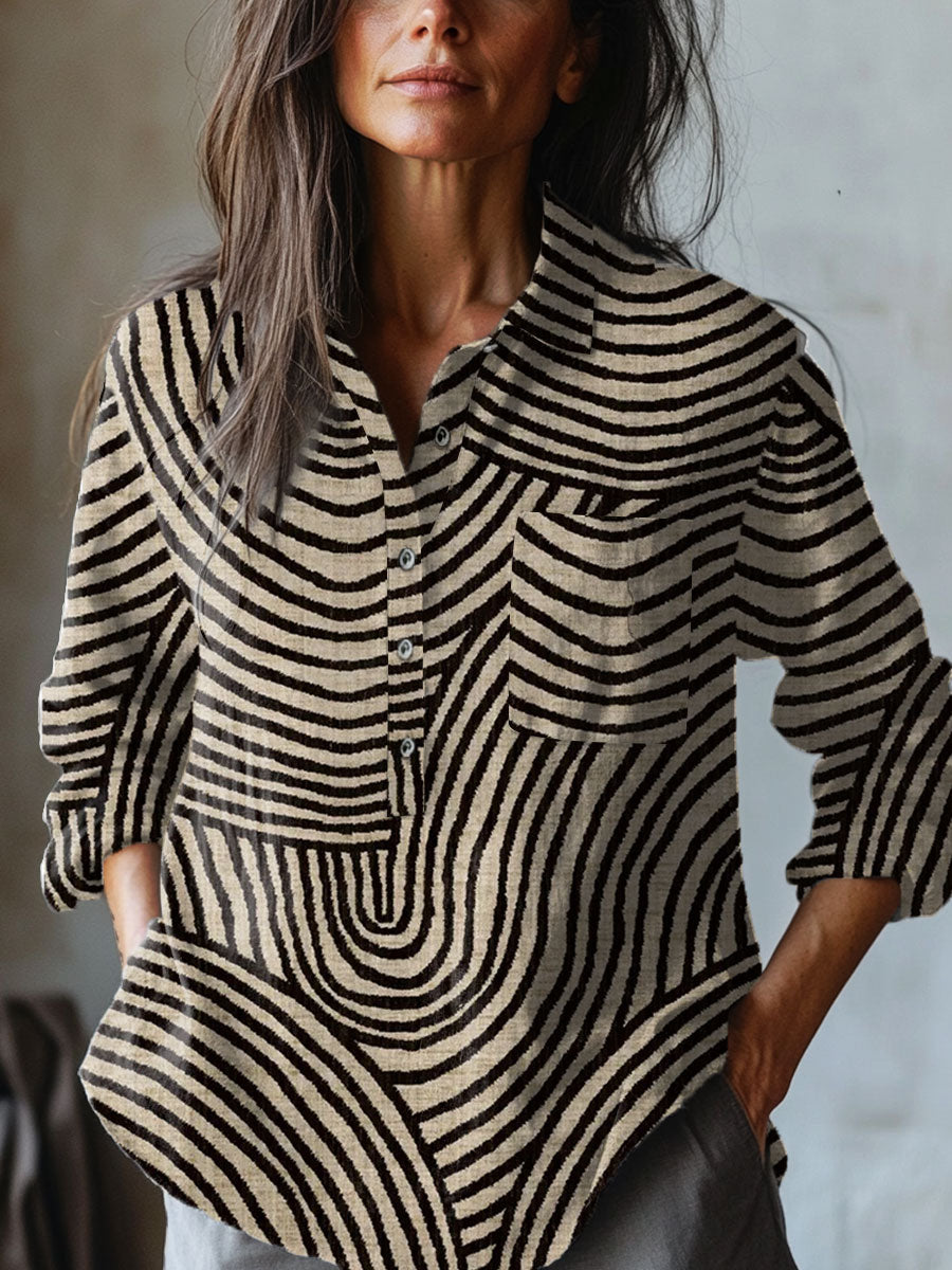 Rita - Abstract Striped Print Shirt