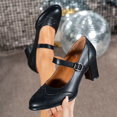 Dorka - High Heels Leather Shoes With Buckle