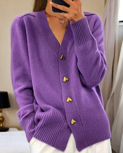 Adele - Elegant cardigan with heart buttons